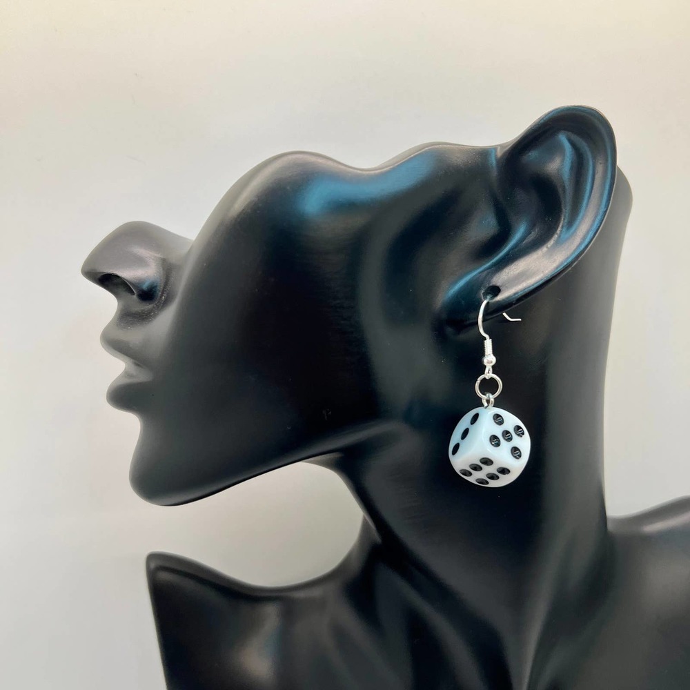Dice Earrings - Las Vegas Earrings - Dangle Earrings - Retro Toy Earrings - Picture 8 of 10